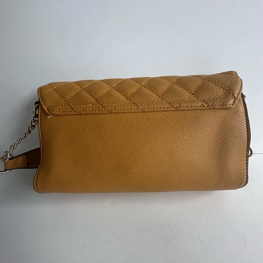 Marc NY‎ Andrew Marc Pebbled Leather Quilted Flap Purse Handbag Mustard Gold Y2K